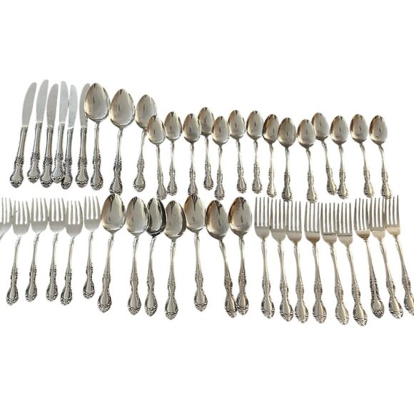 45Pc Reed & Barton Rebacraft Korea CANDACE ANDREA Stainless Flatware Kitchen - Picture 1 of 7